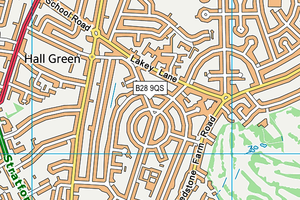 B28 9QS map - OS VectorMap District (Ordnance Survey)