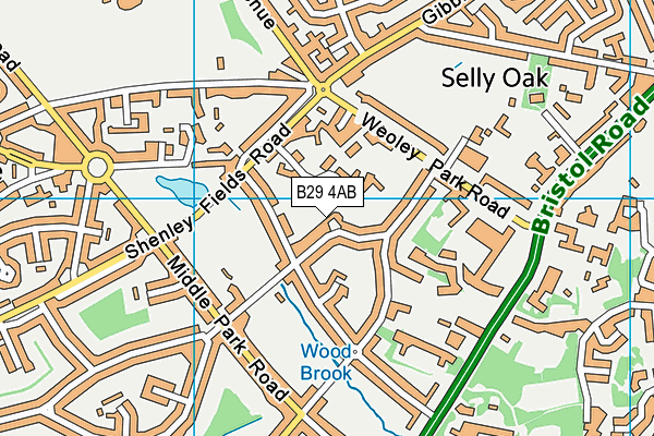 B29 4AB map - OS VectorMap District (Ordnance Survey)