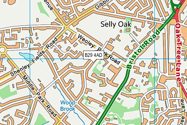 B29 4AD map - OS VectorMap District (Ordnance Survey)