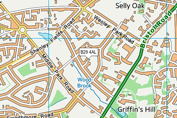 B29 4AL map - OS VectorMap District (Ordnance Survey)