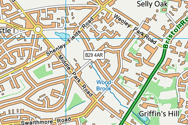 B29 4AR map - OS VectorMap District (Ordnance Survey)