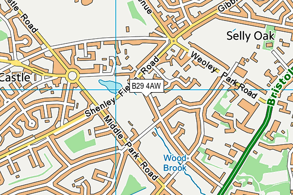B29 4AW map - OS VectorMap District (Ordnance Survey)