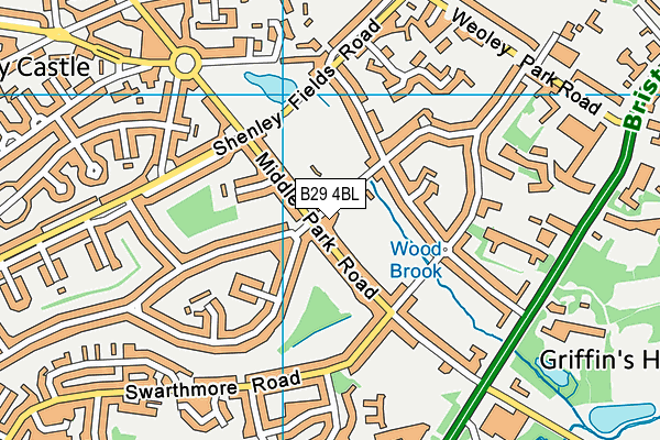 B29 4BL map - OS VectorMap District (Ordnance Survey)