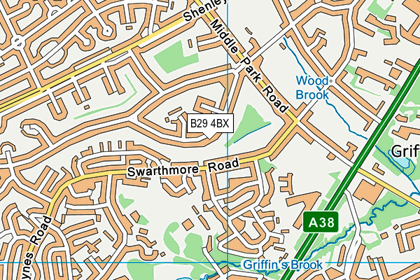 B29 4BX map - OS VectorMap District (Ordnance Survey)
