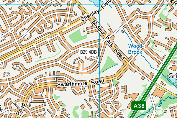 B29 4DB map - OS VectorMap District (Ordnance Survey)