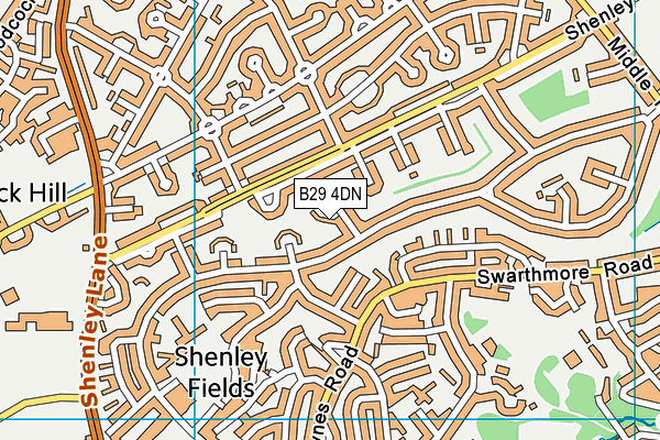 B29 4DN map - OS VectorMap District (Ordnance Survey)