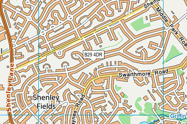 B29 4DR map - OS VectorMap District (Ordnance Survey)