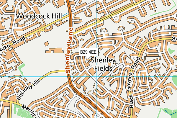 Green Meadow Primary School map (B29 4EE) - OS VectorMap District (Ordnance Survey)