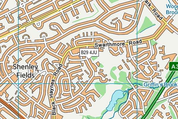 B29 4JU map - OS VectorMap District (Ordnance Survey)