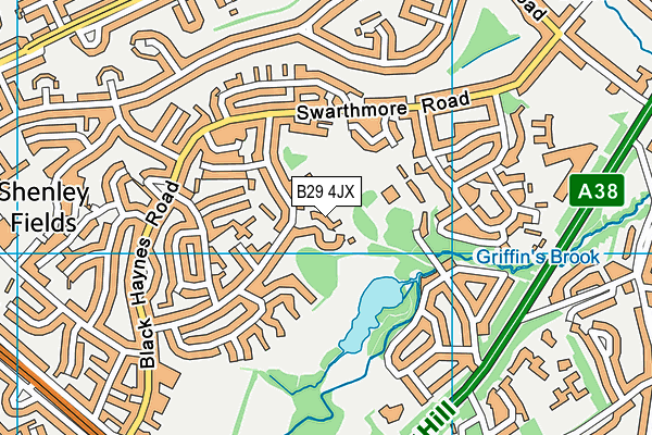 B29 4JX map - OS VectorMap District (Ordnance Survey)