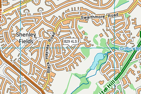 B29 4LS map - OS VectorMap District (Ordnance Survey)