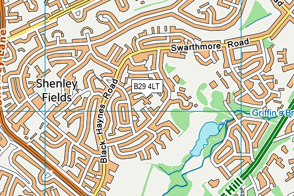B29 4LT map - OS VectorMap District (Ordnance Survey)