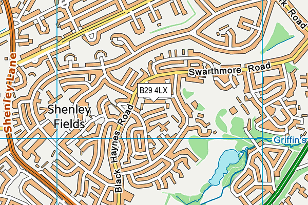B29 4LX map - OS VectorMap District (Ordnance Survey)