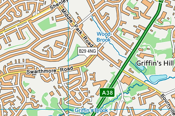 B29 4NG map - OS VectorMap District (Ordnance Survey)