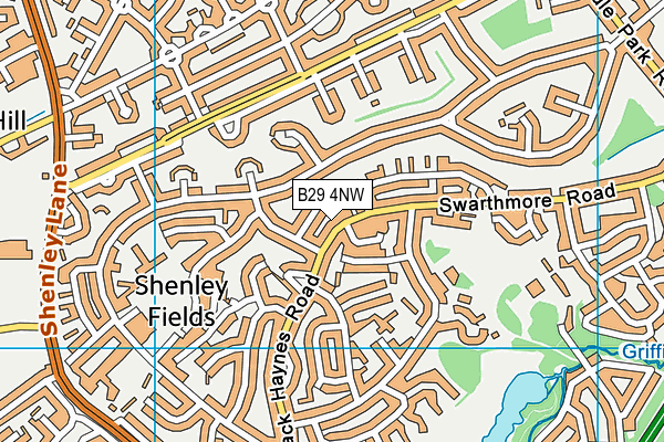 B29 4NW map - OS VectorMap District (Ordnance Survey)