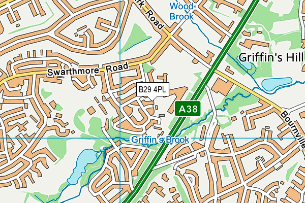 B29 4PL map - OS VectorMap District (Ordnance Survey)