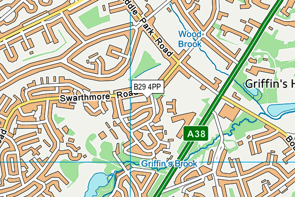 B29 4PP map - OS VectorMap District (Ordnance Survey)