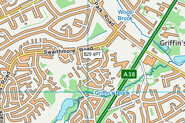 B29 4PT map - OS VectorMap District (Ordnance Survey)