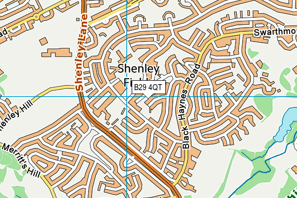 B29 4QT map - OS VectorMap District (Ordnance Survey)