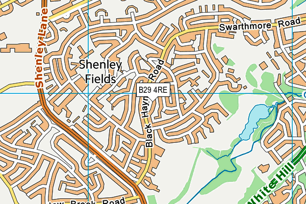 B29 4RE map - OS VectorMap District (Ordnance Survey)