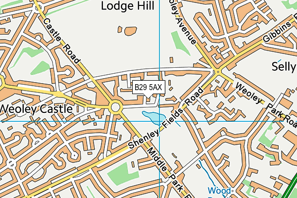 B29 5AX map - OS VectorMap District (Ordnance Survey)