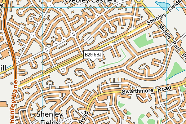 B29 5BJ map - OS VectorMap District (Ordnance Survey)