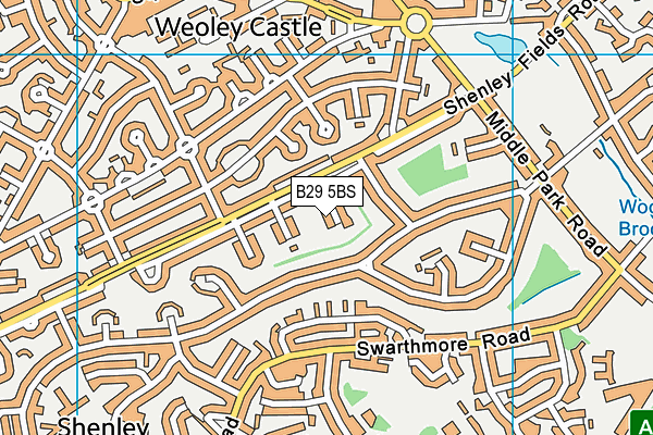 B29 5BS map - OS VectorMap District (Ordnance Survey)