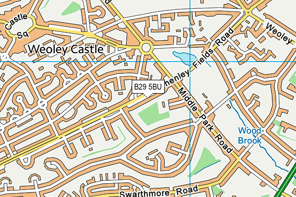 B29 5BU map - OS VectorMap District (Ordnance Survey)