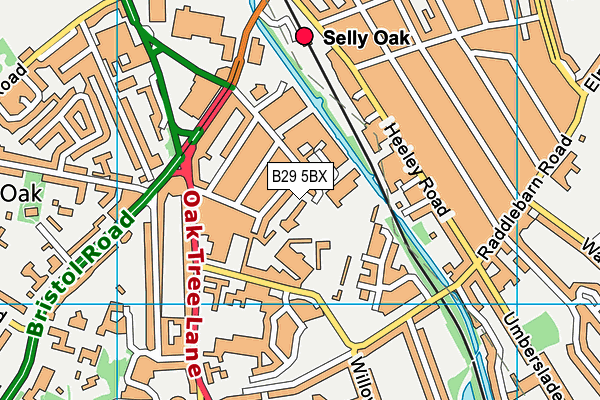 B29 5BX map - OS VectorMap District (Ordnance Survey)