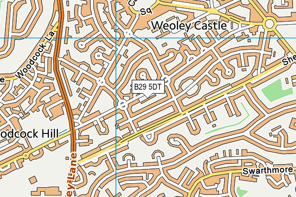 B29 5DT map - OS VectorMap District (Ordnance Survey)