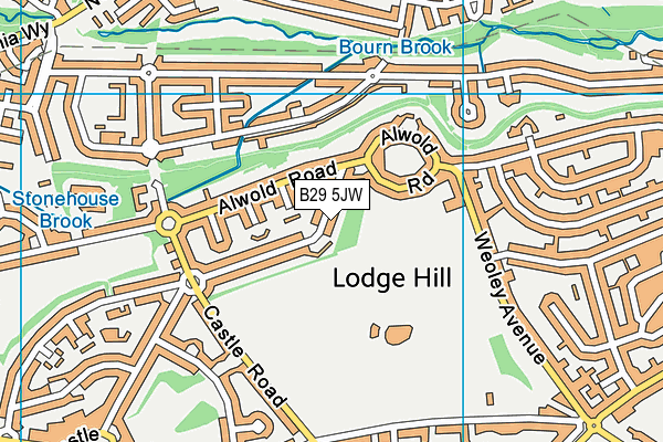 B29 5JW map - OS VectorMap District (Ordnance Survey)