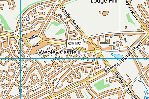 B29 5PZ map - OS VectorMap District (Ordnance Survey)