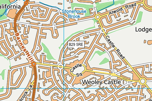 B29 5RE map - OS VectorMap District (Ordnance Survey)