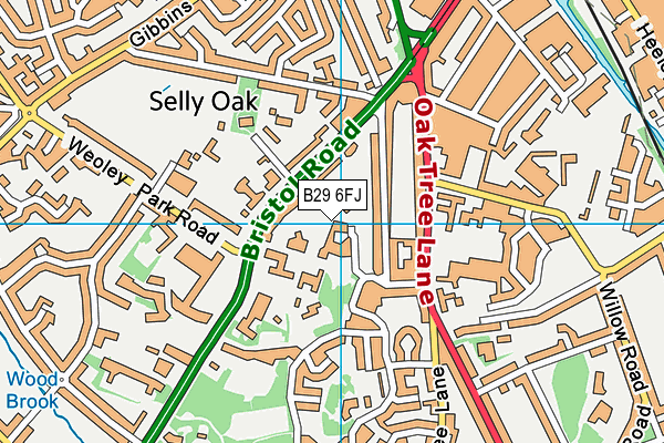 B29 6FJ map - OS VectorMap District (Ordnance Survey)