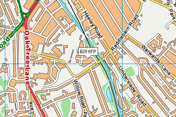 B29 6FP map - OS VectorMap District (Ordnance Survey)