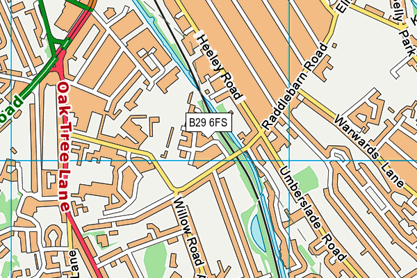 B29 6FS map - OS VectorMap District (Ordnance Survey)