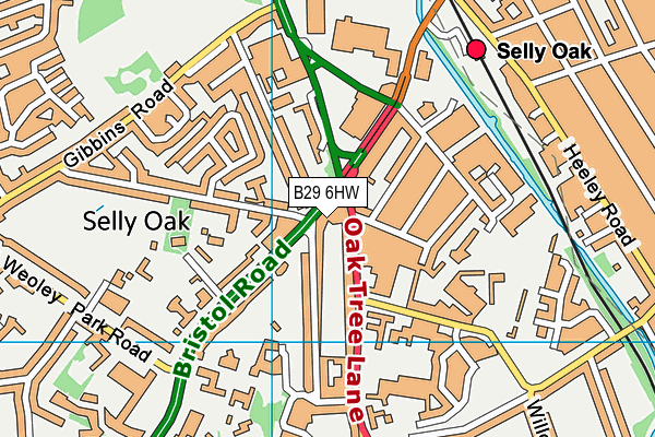 B29 6HW map - OS VectorMap District (Ordnance Survey)