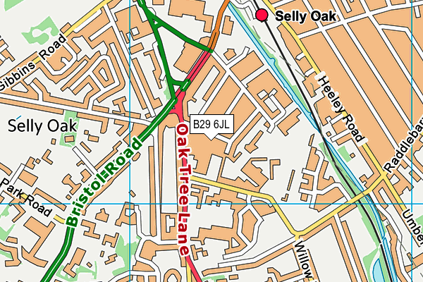 B29 6JL map - OS VectorMap District (Ordnance Survey)