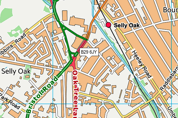 B29 6JY map - OS VectorMap District (Ordnance Survey)