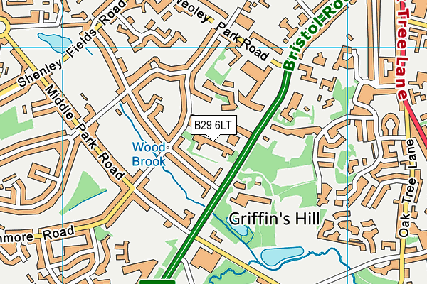 B29 6LT map - OS VectorMap District (Ordnance Survey)