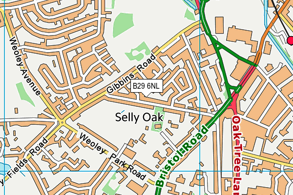 B29 6NL map - OS VectorMap District (Ordnance Survey)