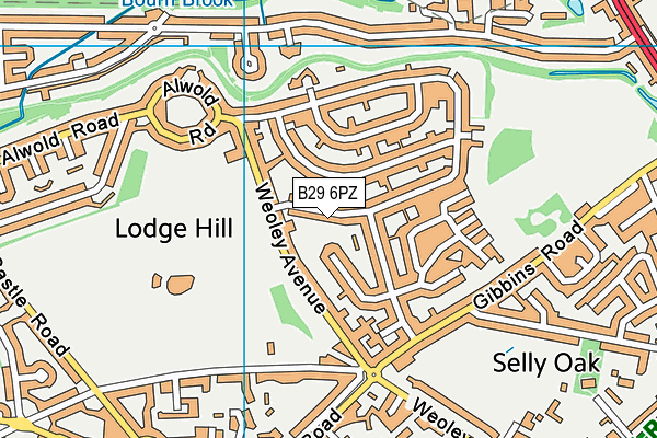 B29 6PZ map - OS VectorMap District (Ordnance Survey)