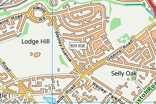 B29 6QE map - OS VectorMap District (Ordnance Survey)