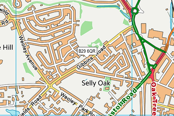 B29 6QR map - OS VectorMap District (Ordnance Survey)