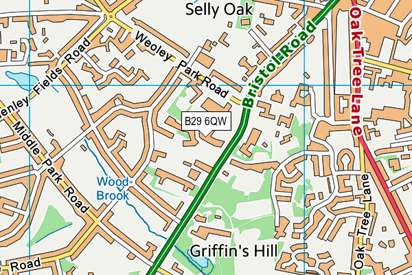 B29 6QW map - OS VectorMap District (Ordnance Survey)