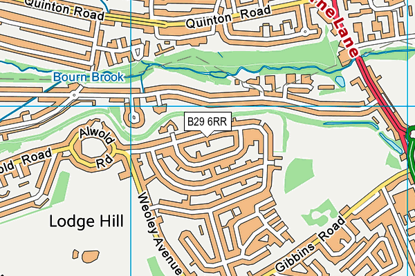 B29 6RR map - OS VectorMap District (Ordnance Survey)