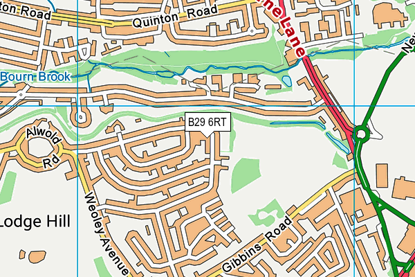 B29 6RT map - OS VectorMap District (Ordnance Survey)