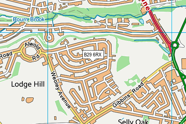 B29 6RX map - OS VectorMap District (Ordnance Survey)