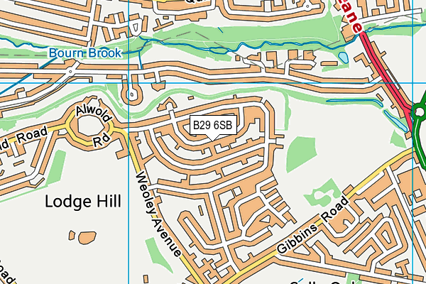 B29 6SB map - OS VectorMap District (Ordnance Survey)