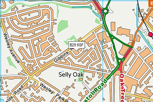 B29 6SF map - OS VectorMap District (Ordnance Survey)